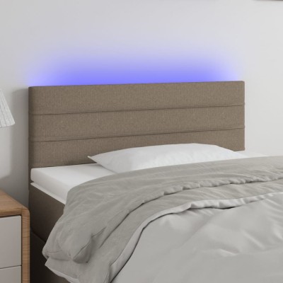 vidaXL Tăblie de pat cu LED, gri taupe, 90x5x78/88 cm, textil 3121738 foto