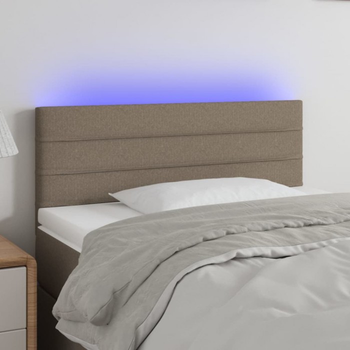 vidaXL Tăblie de pat cu LED, gri taupe, 90x5x78/88 cm, textil 3121738