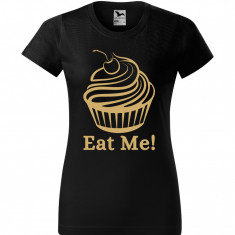 Tricou dama Malfini bumbac negru print "Eat Me!", marimi XS, S, M, L, XL XXL