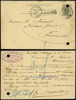 Belgium 1894 PrePrinted Stationery Railroad Erquelinnes to Farciennes DB.010 foto