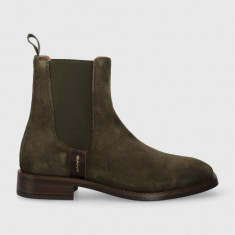 Gant botine din piele intoarsa Fayy femei, culoarea verde, cu toc plat, 27553384.G710