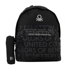 Rucsac fete United Colors of Benetton, 32 x 12 x 42 cm, Negru foto