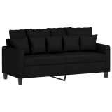 Cumpara ieftin Canapea cu 2 locuri, negru, 140 cm, material textil