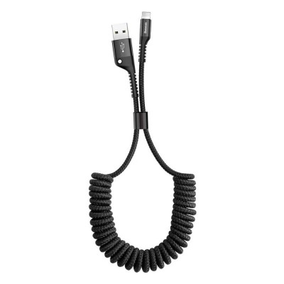 Cablu de Date USB la Lightning 2A, 1m - Baseus Fish Eye (CALSR-01) - Black foto
