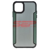 Husa iPhone 11 Pro Max Verde, TPU+PC, Fibra Carbon - Protectie Premium