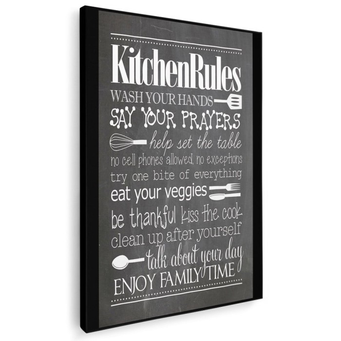 Tablou poster Kitchen rules Tablou canvas pe panza CU RAMA 70x100 cm