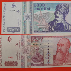 Bancnota 5000 lei 1993 + Bancnota 10000 lei 1994 - UNC ++++