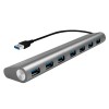 HUB extern LOGILINK, porturi USB: USB 3.0 x 7, conectare prin USB 3.0, cablu 0.1 m, argintiu, &quot;UA0308&quot; (timbru verde 0.8 lei)