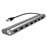 HUB extern LOGILINK, porturi USB: USB 3.0 x 7, conectare prin USB 3.0, cablu 0.1 m, argintiu, &quot;UA0308&quot; (timbru verde 0.8 lei)