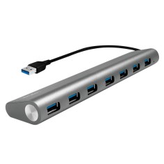 HUB extern LOGILINK, porturi USB: USB 3.0 x 7, conectare prin USB 3.0, cablu 0.1 m, argintiu, &quot;UA0308&quot; (timbru verde 0.8 lei)