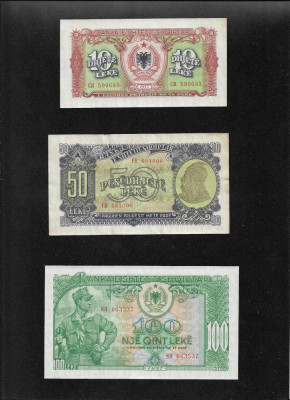 Set Albania 10 + 50 + 100 + 500 + 1000 leke 1957 unc/aunc foto