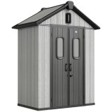Outsunny Șură Grădină 160L x 98P x 217A cm, Plastic, Uși duble &icirc;ncuiabile, Gri | Aosom Romania