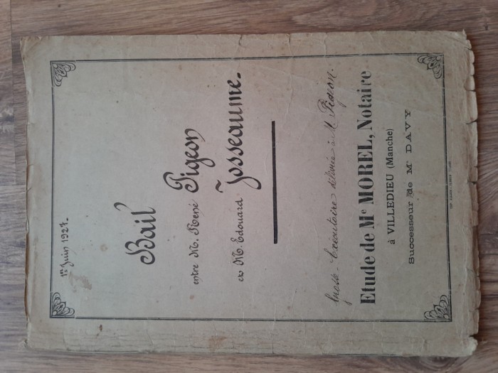 Act notarial Melun Franta 1927 document act vechi