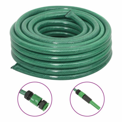 vidaXL Furtun de grădină cu set de racorduri, verde, 0,9&amp;quot;, 30 m, PVC foto