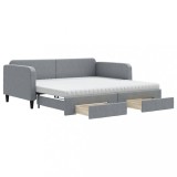 Cumpara ieftin Pat de zi cu extensie si sertare, gri deschis 100x200 cm textil