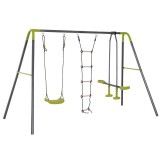 Complex Joaca Copii, Leagan Dublu, Scara Catarare, Metalic, Verde, 295x138x180 cm, ART, Exterior, 3-10 Ani