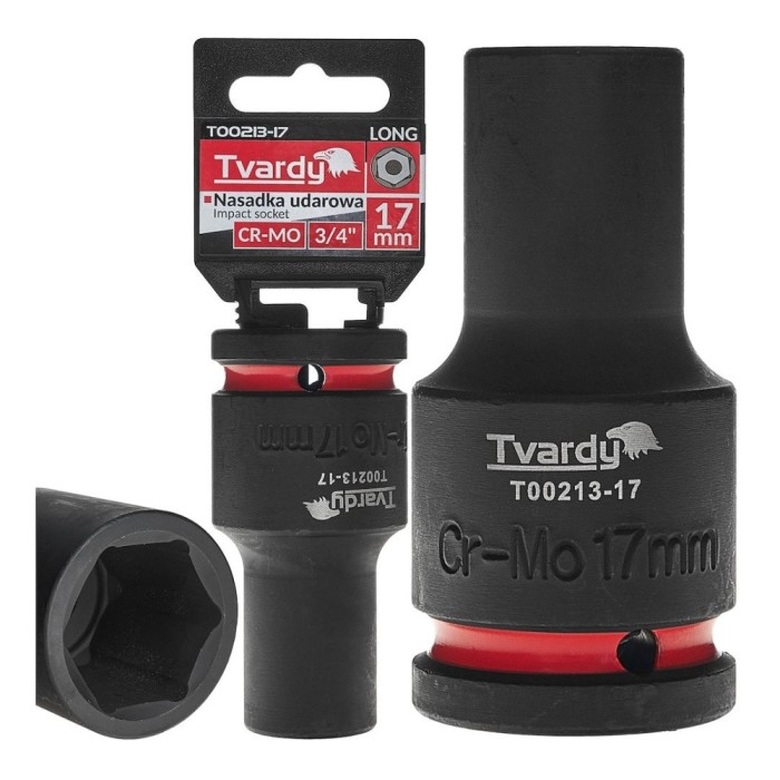 Cheie tubulara de impact in 6 puncte 3 / 4&quot;, 17 mm, Cr-Mo, Tvardy T00213-17