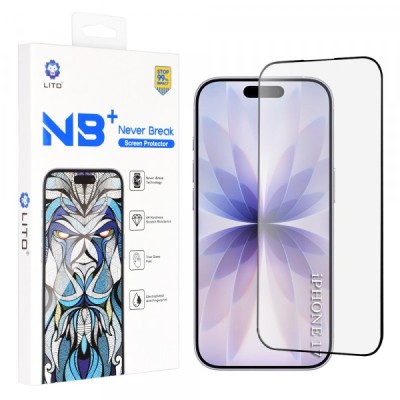 Folie de protectie Ecran Lito NB pentru Apple iPhone 17 / 16 Pro, Sticla Securizata, Full Glue, Neagra foto