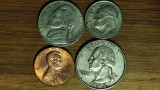 SUA / USA - set de colectie 4 monede diferite 4 presedinti - 1 cent 5 10 25 cents - 1985-2008 foarte frumoase !
