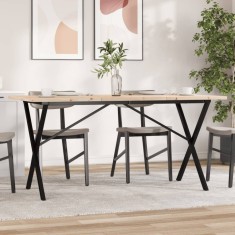 vidaXL Masă bucătărie, cadru X, 160x80x75,5 cm lemn masiv pin și Oţel 3282765