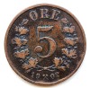 Norvegia 5 ORE 1902 moneda bronz km # 349 tiraj mic rara regele OSCAR II, Europa