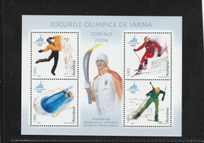 Romania 2006-Sport,J.O.de iarna Torino,bloc 4 valori,dantelate , MNH foto