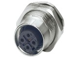 Conector M12 mamă, 5 pini, drept, ecranat, THT