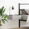 vidaXL Noptiera Suspendata Gri Beton 40x30x15 cm Lemn, Sertar, Montaj Perete, Economie Spatiu