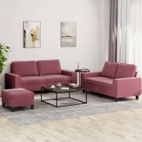 VidaXL Set de canapea, 3 piese, roșu vin, material textil