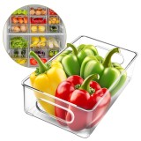 Cumpara ieftin Set Cutii de depozitare Koken, pentru frigider, birou, pot fi suprapuse, transparente, 25,5x15x7,5 cm - 1 x Cutie
