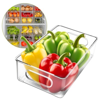 Set Cutii de depozitare Koken, pentru frigider, birou, pot fi suprapuse, transparente, 25,5x15x7,5 cm - 1 x Cutie foto