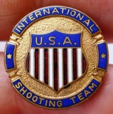 I.285 INSIGNA PIN USA SUA TIR INTERNATIONAL SHOOTING TEAM 19mm email, America de Nord