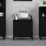 Dulap Chiuveta Baie Negru 58x33x60 cm Lemn Prelucrat Spatiu Depozitare