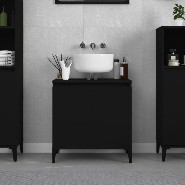 Gossi dulap de chiuveta, negru, 58x33x60 cm, lemn prelucrat