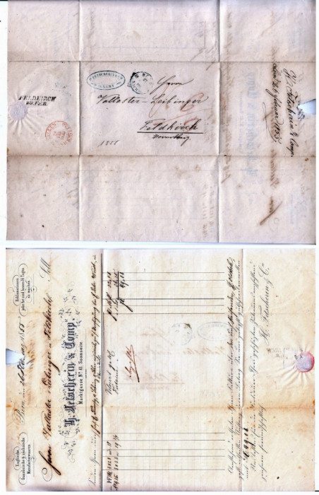 Switzerland 1855 Postal History Rare Stampless Letter to Austria D.1068