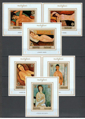 Manama.1971 Posta aeriana:Pictura Modigliani-Bl. nedantelate DP.133 foto