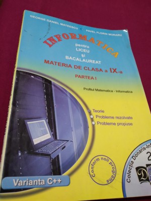 MANUAL INFORMATICA CLASA IX GEORGE DANIEL MATEESCU foto