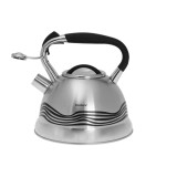 Fierbător tradițional cu fluier fabricat din inox, ceainic 3 litri, 22-22.5 cm, argintiu, Klausberg