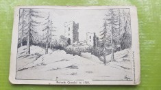 F969F-I-RUINELE CICEULUI 1866-Liceul de Fete Dej- Romania-Ferdinand-carte postala veche 1928,dupa grafica semnata Varju, probabil de eleva din Liceu.