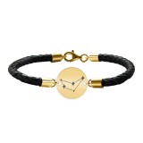Destiny - Bratara Premium din piele impletita si banut argint 925 placat cu aur galben 24K personalizat cu Constelatie