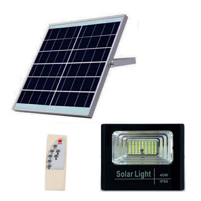 Proiector LED cu panou solar, telecomanda, 40W foto