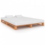 Cadru de pat din paleți, maro, 200x200 cm, lemn masiv de pin