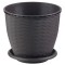 Set 11 Ghivece Ratan PVC Rotunde cu Farfurie CRL 6l Wenge DNC32810