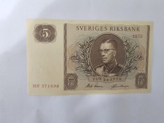 Suedia 5 Kronor 1955 Noua