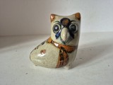 Figurină Bufniță din Ceramică de Tonal&aacute; &ndash; Stil Mexican Artizanal, 10.5 cm