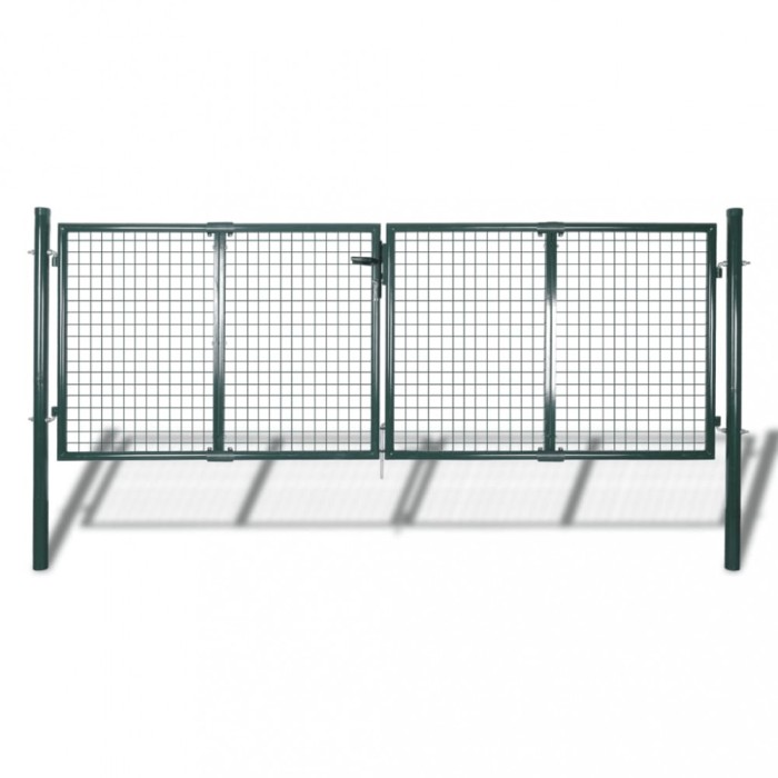 vidaXL Poartă de gard din oțel, 306x125 cm, verde 42981