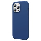 Husa compatibila cu apple iphone 14 pro max, matte efect, camera ultra safe, htpmag, albastru