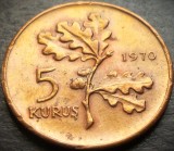 Moneda 5 KURUS - TURCIA, anul 1970 *cod 3914 A