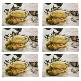 Set suport farfurie pentru servirea mesei, model Pufo Olive, 6 bucati