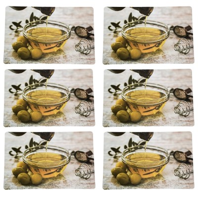 Set suport farfurie pentru servirea mesei, model Pufo Olive, 6 bucati foto